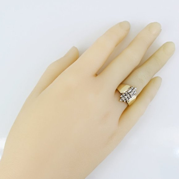 Vintage 14k Yellow Gold Diamond Cluster Cocktail Ring Band - Picture 9 of 9